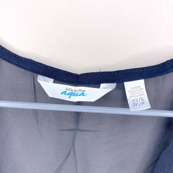 La Vie En Rose Aqua Black Mesh Flowy Swim Cover-Up Size XS/S - Picture 4 of 6